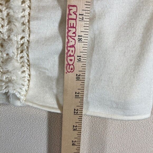 Cabo Cardigan Women's Med Ivory Rabbit Hair Trim Wool Blend Hook & Eye Closure - Picture 7 of 9